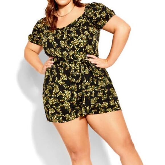 City Chic Pants - City Chic Romper Sorrento floral playsuit black floral size S 16